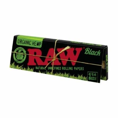 Raw Organic Rolling Papers Black 1 1/4