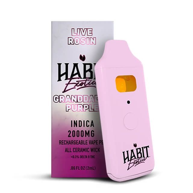 Habit Exotics Granddaddy Purple Indica 2G THCA Disposable