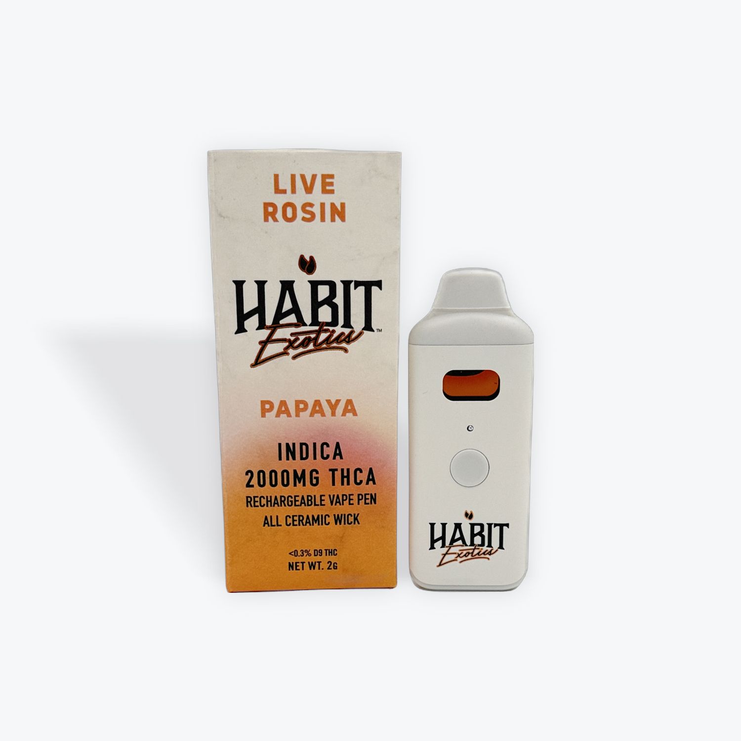 Habit Exotics Papaya Indica 2G THCA Live Rosin Disposable Vape