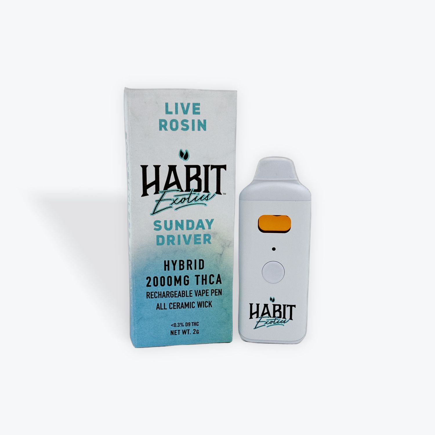 Habit Exotics Sunday Driver Hybrid 2G THCA Live Rosin Disposable Vape