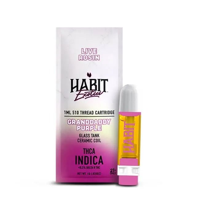 Habit Exotics Granddaddy Purple Indica 1G THCA Cart