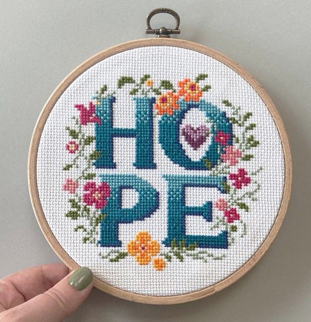 Hope 4 Letter Floral Cross Stitch Kit