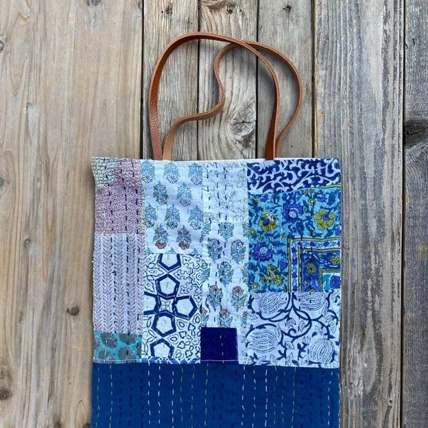 Leather Handle Cotton Market Tote
