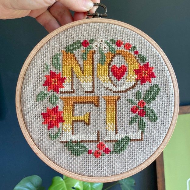 Noel Four Letter Floral Cross Stitch Kit