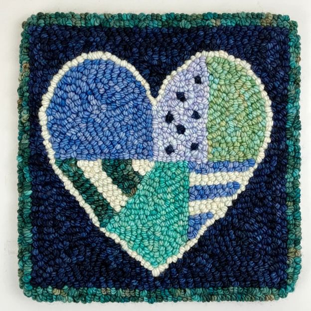 Punch Needle Kit, Title: Heart - Blue