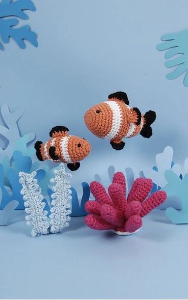 Amigurumi Kit, Title: Clownfish &amp; Seaweed