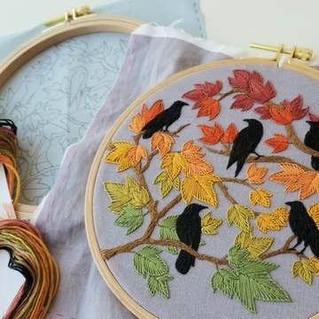 JL Embroidery Kit, Title: Autumn Birds