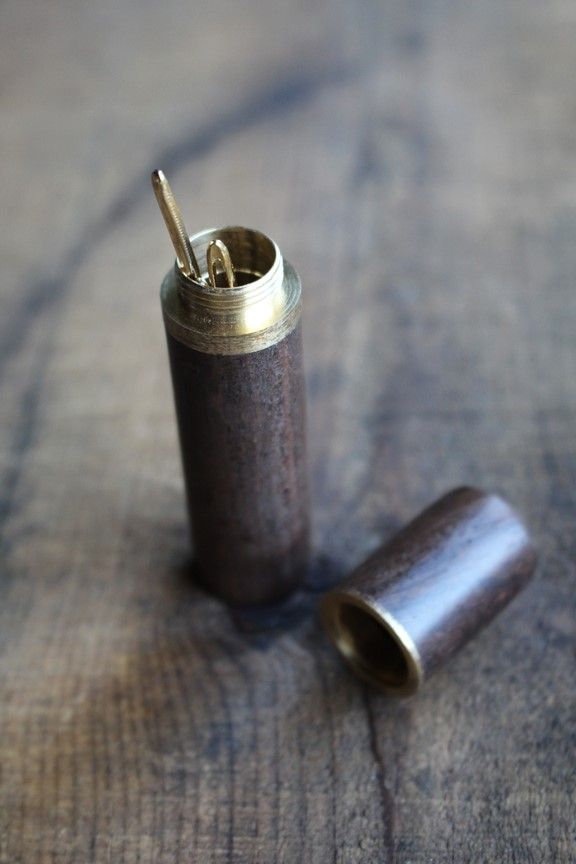 Wooden Needle Case w/ needles, Color: Ebony