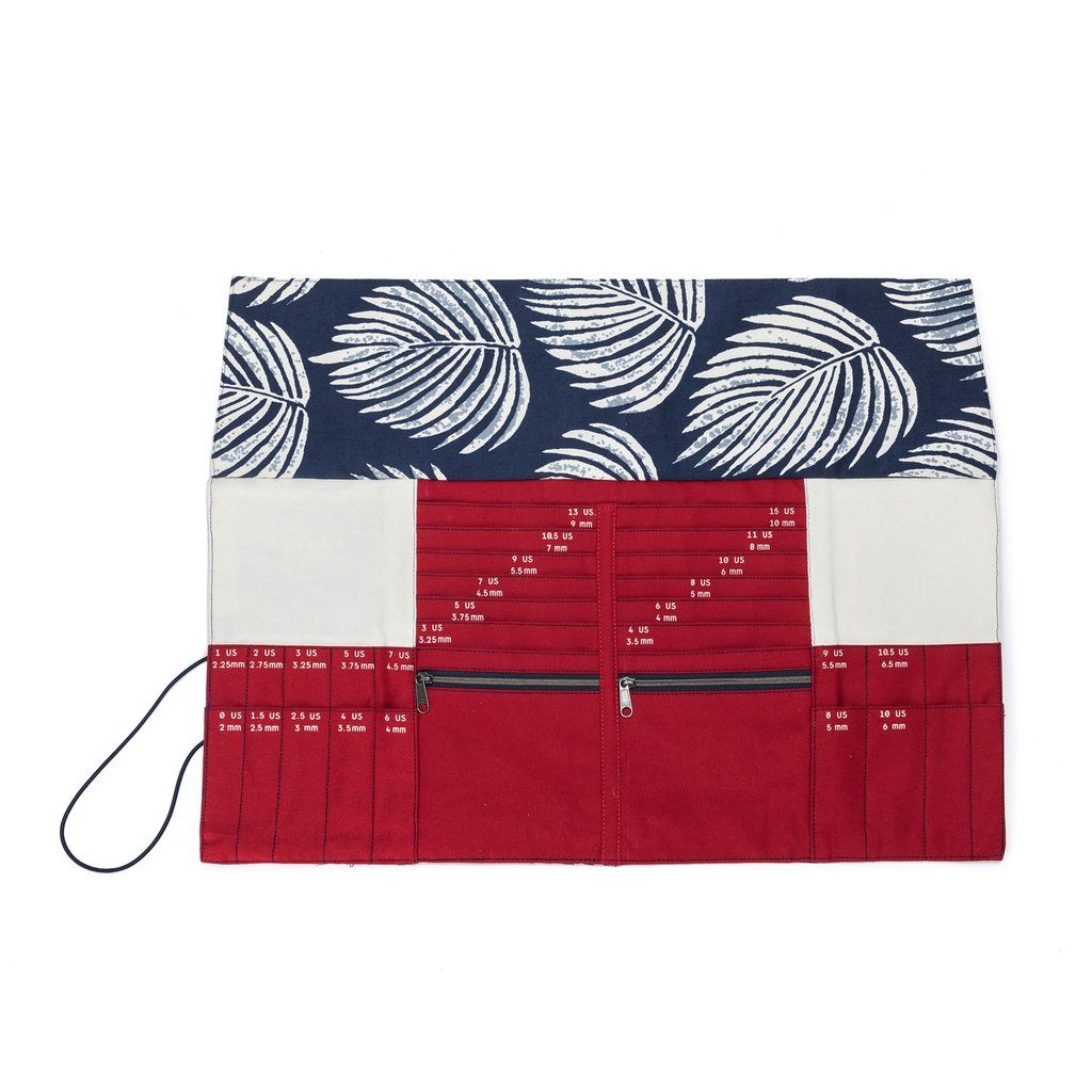 DPN/Circ Needle Case, Color: Leaf/Red Cotton Print