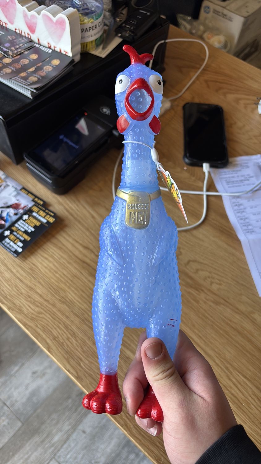 Glow in the dark rubber chicken 