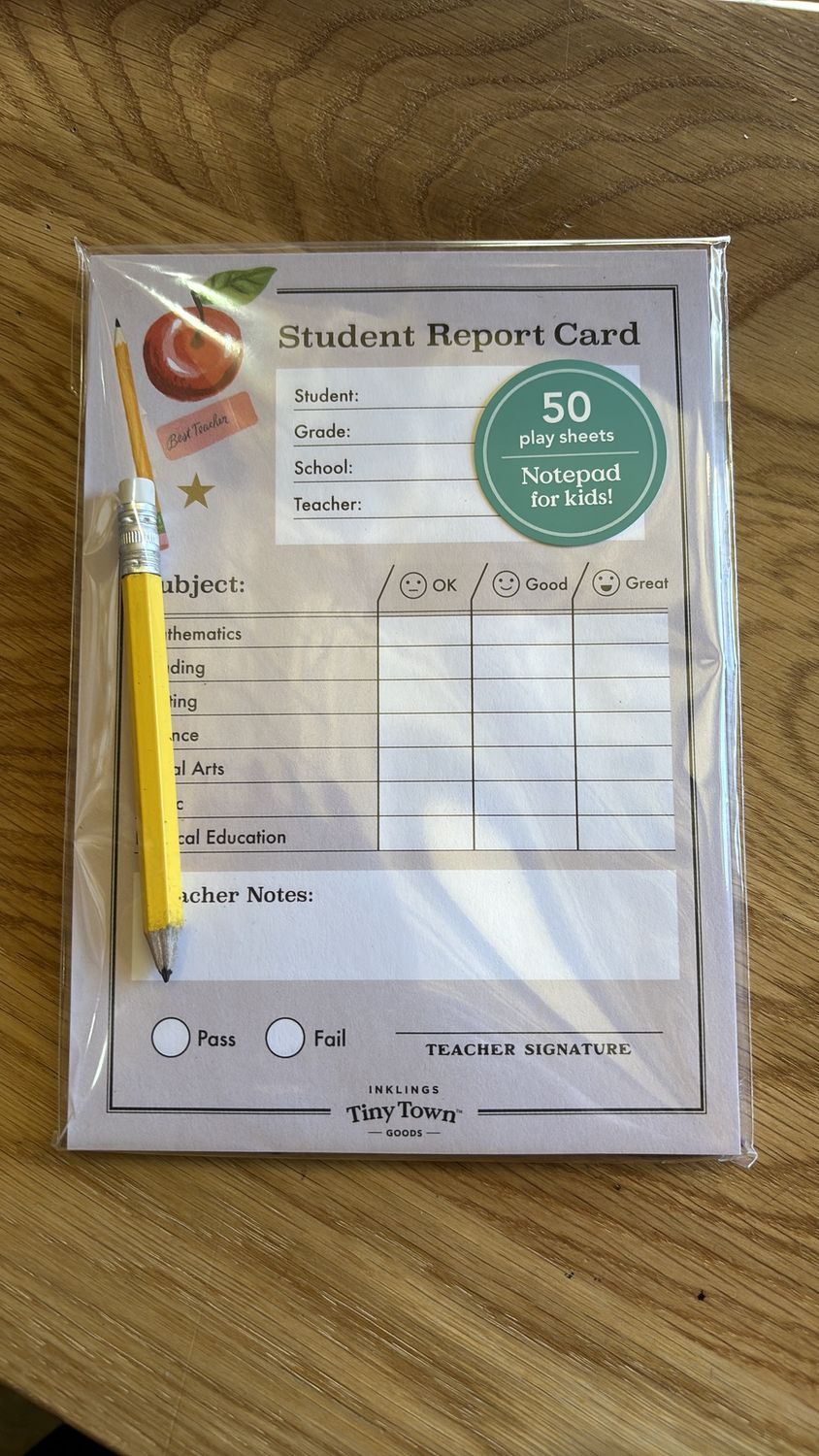 Inklings student report card pad