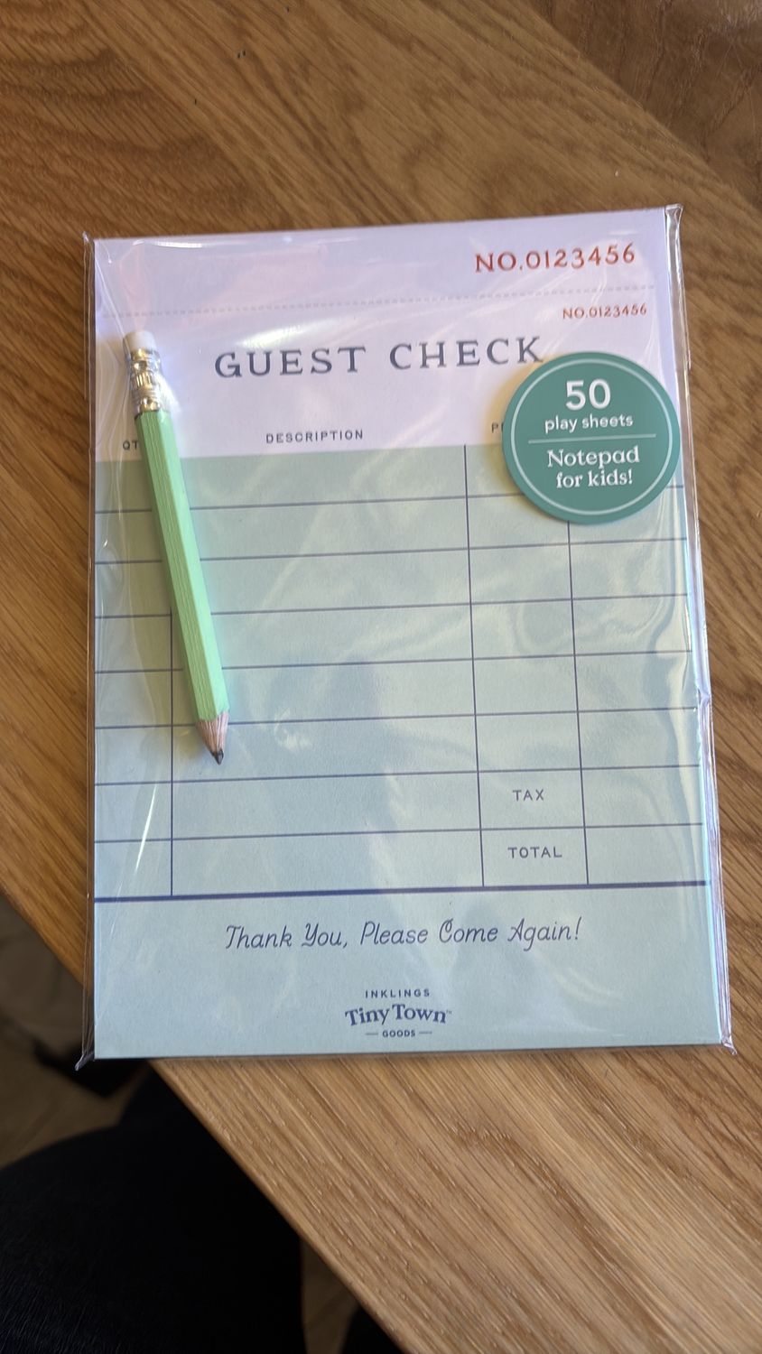 Inklings guest check pad 