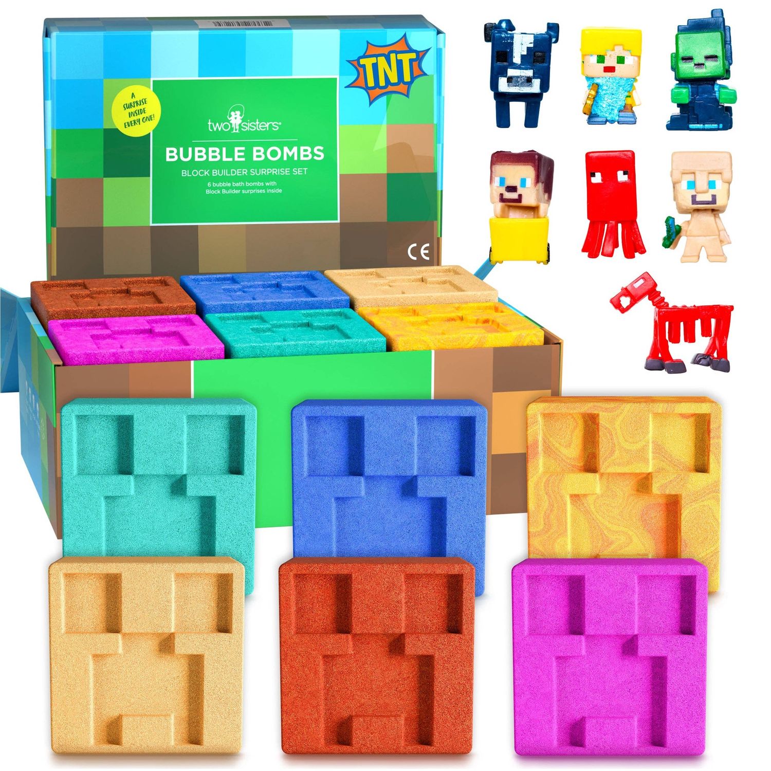 Block Builder Bath Bombs Gift Set for Kids (6 Pack)