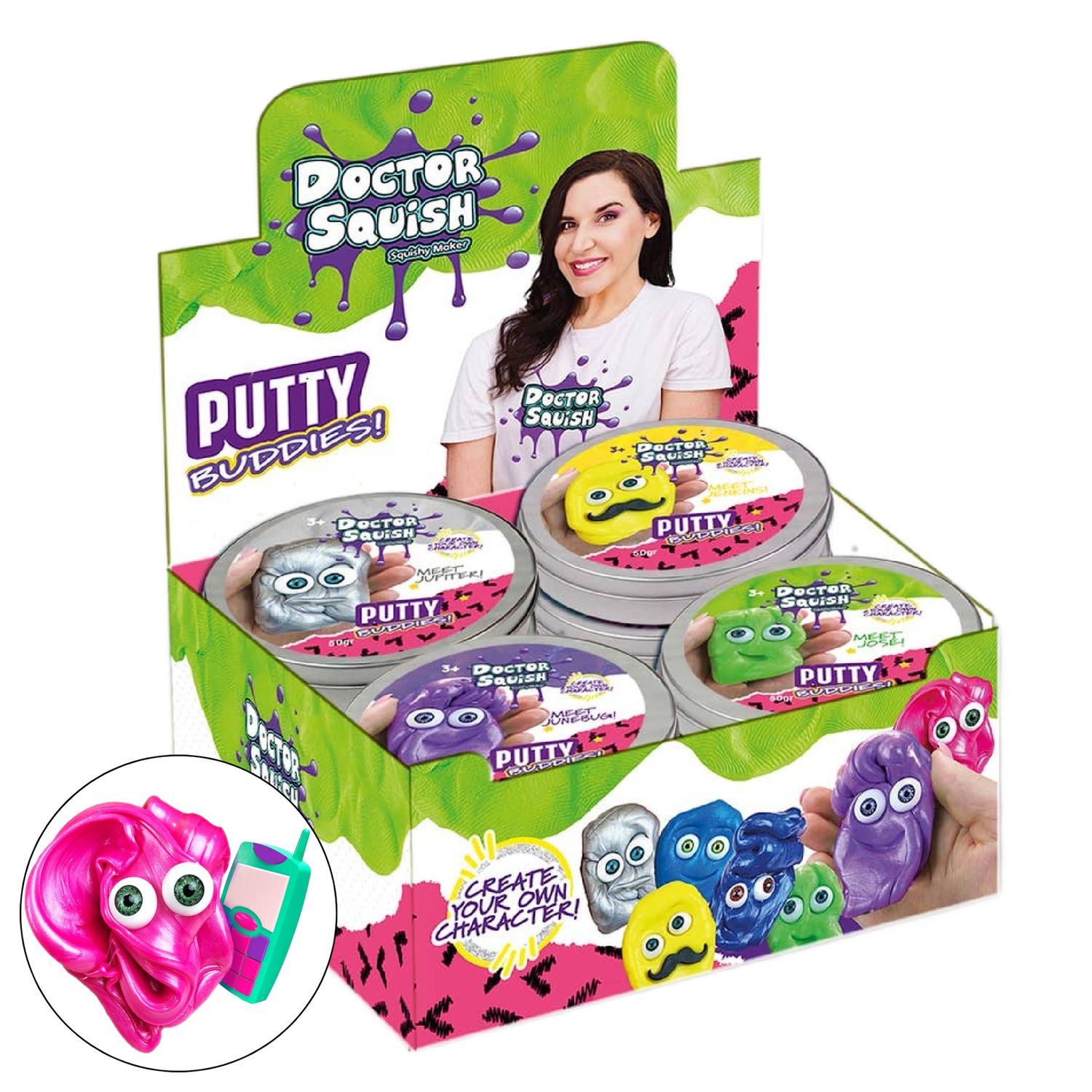 Doctor Squish Putty Buddies Asst. 21ct CDU
