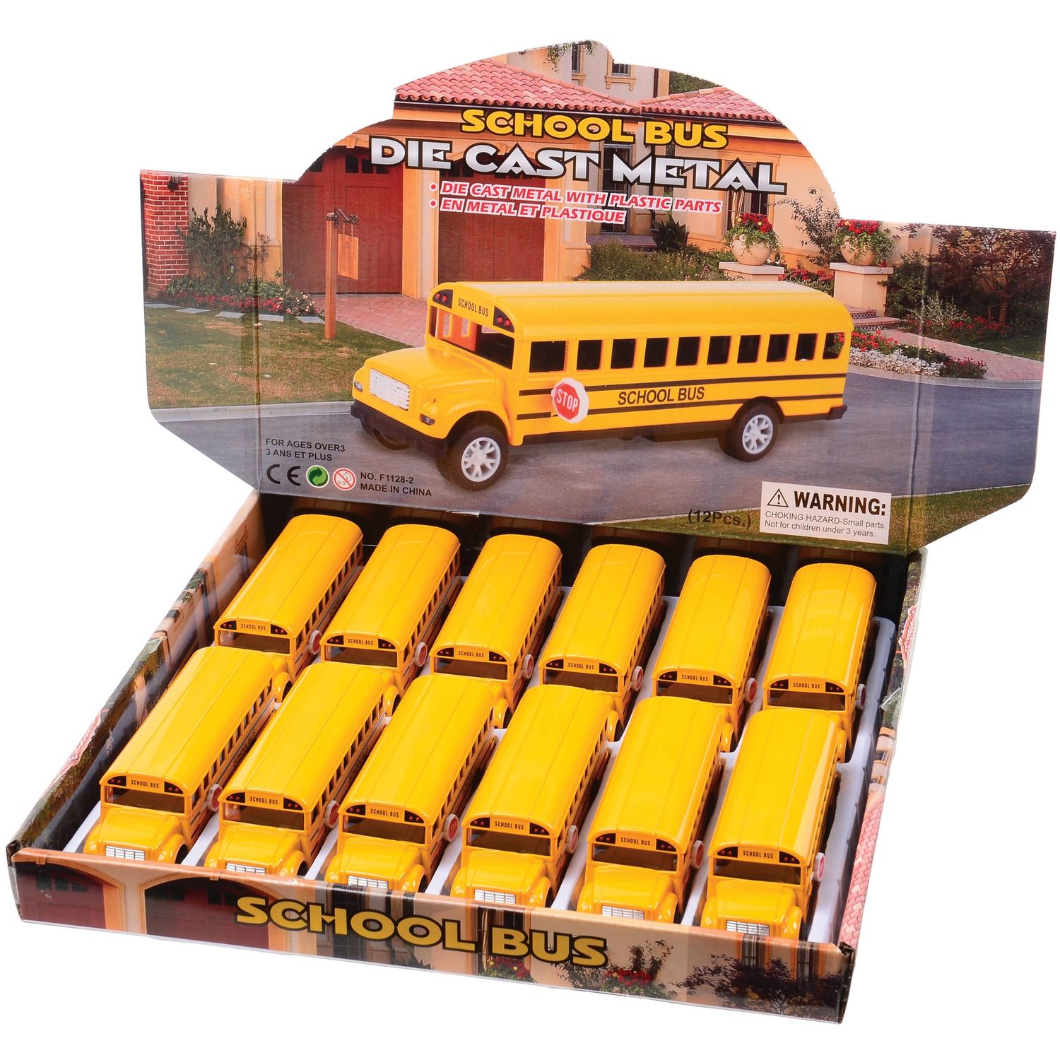 Classic School Bus 5 Inch Die Cast 12-unit Display