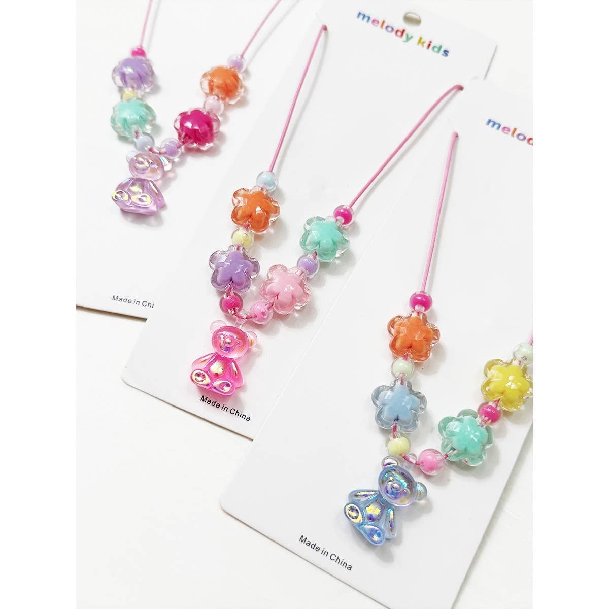 Kids Bear Charm Colorful Necklace: MIX COLOR / ONE(12)