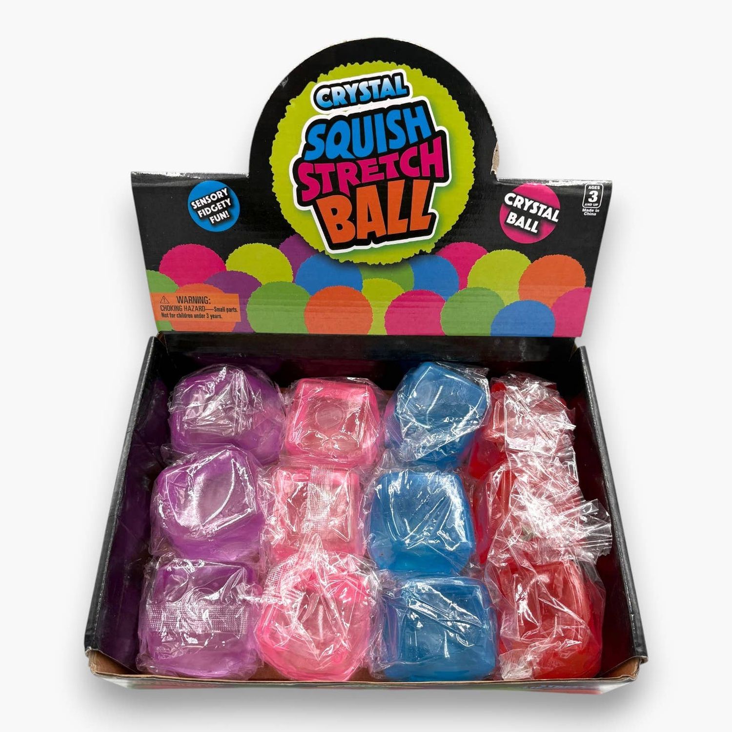 Crystal Squish Stretch Ball Pastel 12CT PDQ