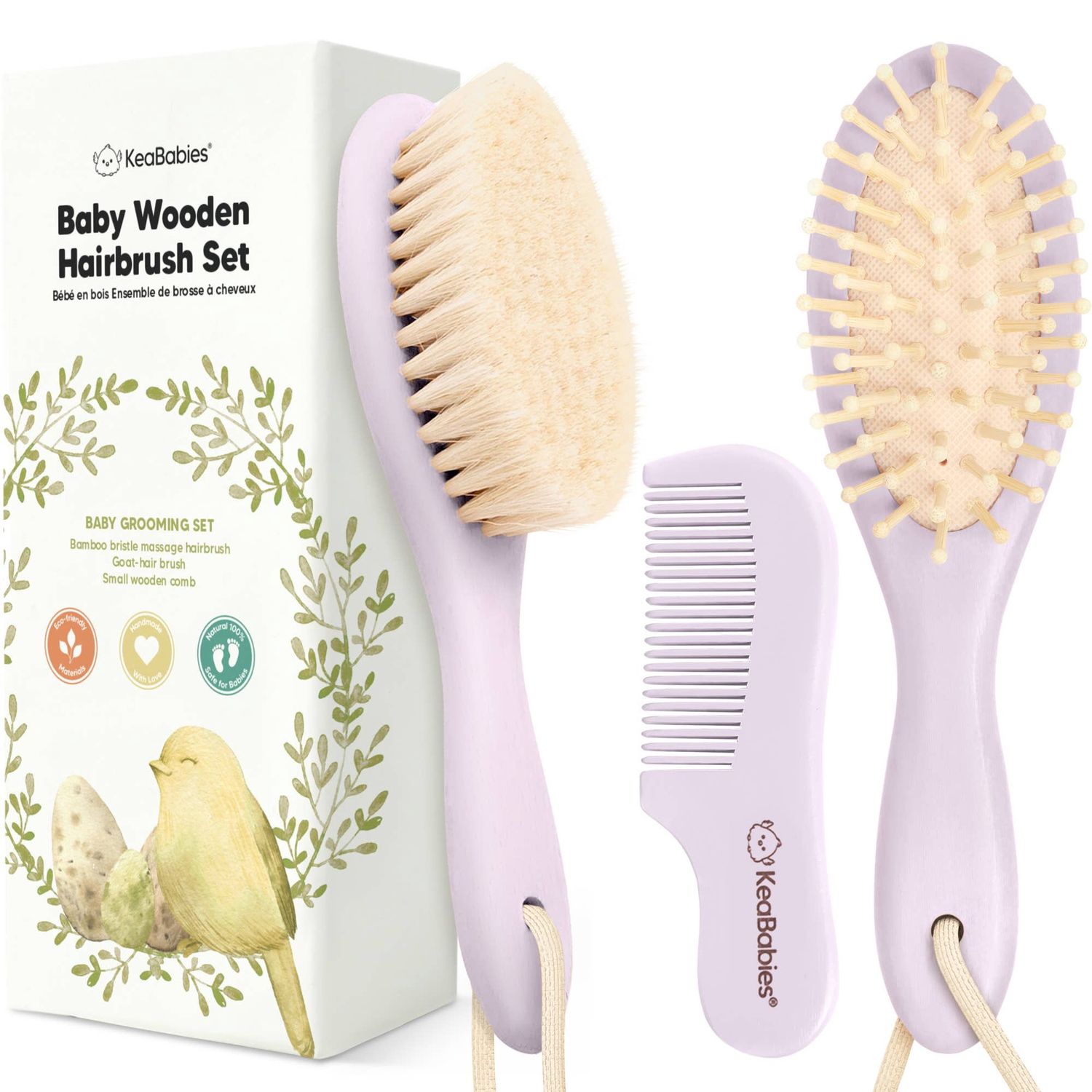 KeaBabies Baby Hair Brush and Comb Set: Thistle
