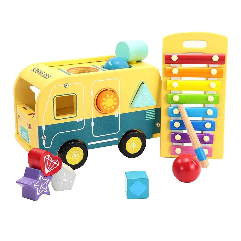 Leo &amp; Friends School Bus Pound and Tap Bus Bench