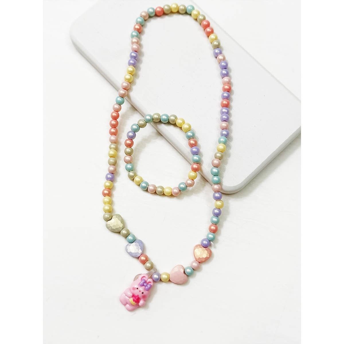 Kids Cute Animal Charm Necklace and Bracelet Set: MIX COLOR / ONE(12)