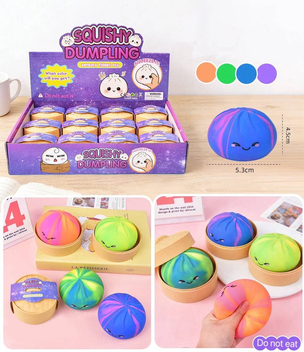 Cartoon Jumbo Mystery Squishy Dumpling Realistic Steamed Bun Stress Relief Squeeze Toy: Tie dyed small size / 1 pc (ship randomly)