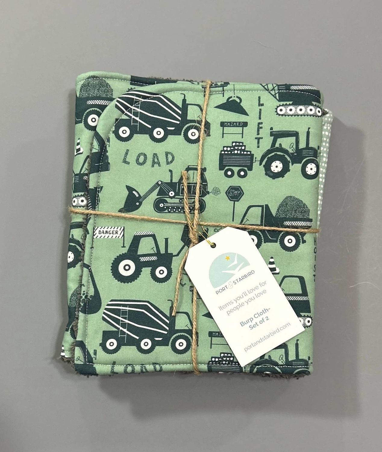 Construction Junction Burp Cloth, set of 2