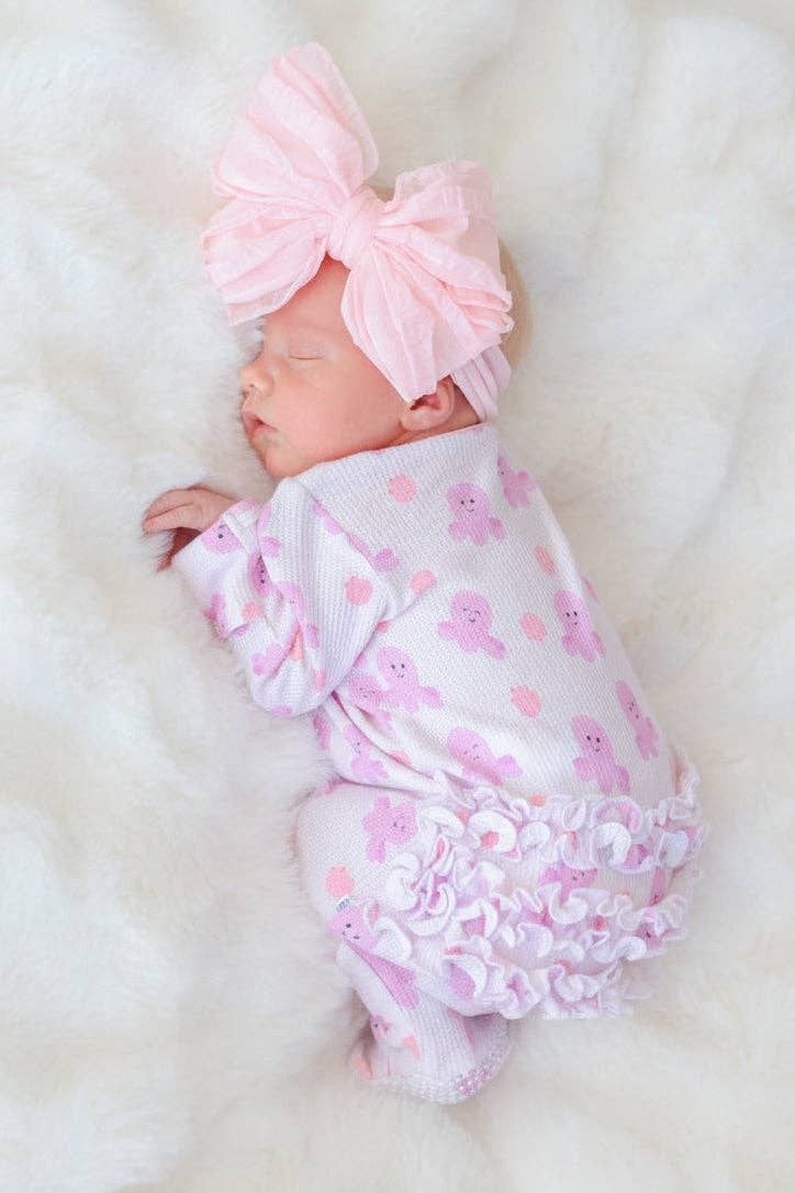 Bamboo Waffle Ruffle Zipper Footie | Sea Snuggles: 0-3 months