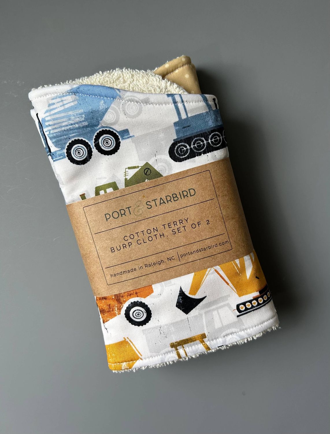 Trucks at Work Burp Cloth, set of 2
