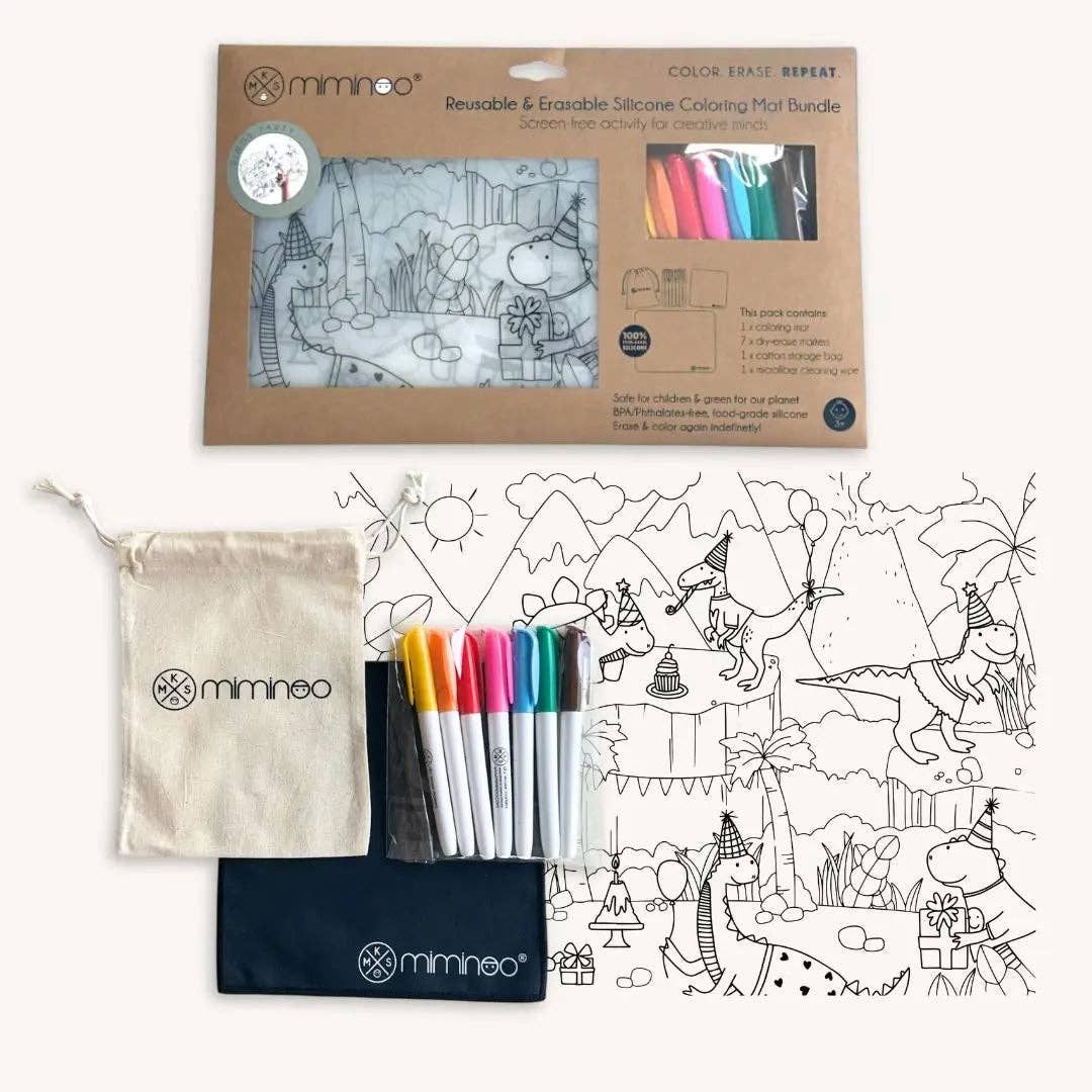 Silicone Reusable Coloring Mat &amp; Markers Set