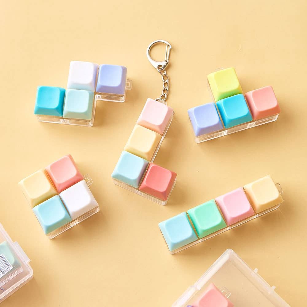 Pastel/Clear LED Tetris  Clicker Keyboard Keycap Keychain : 1. Pastel