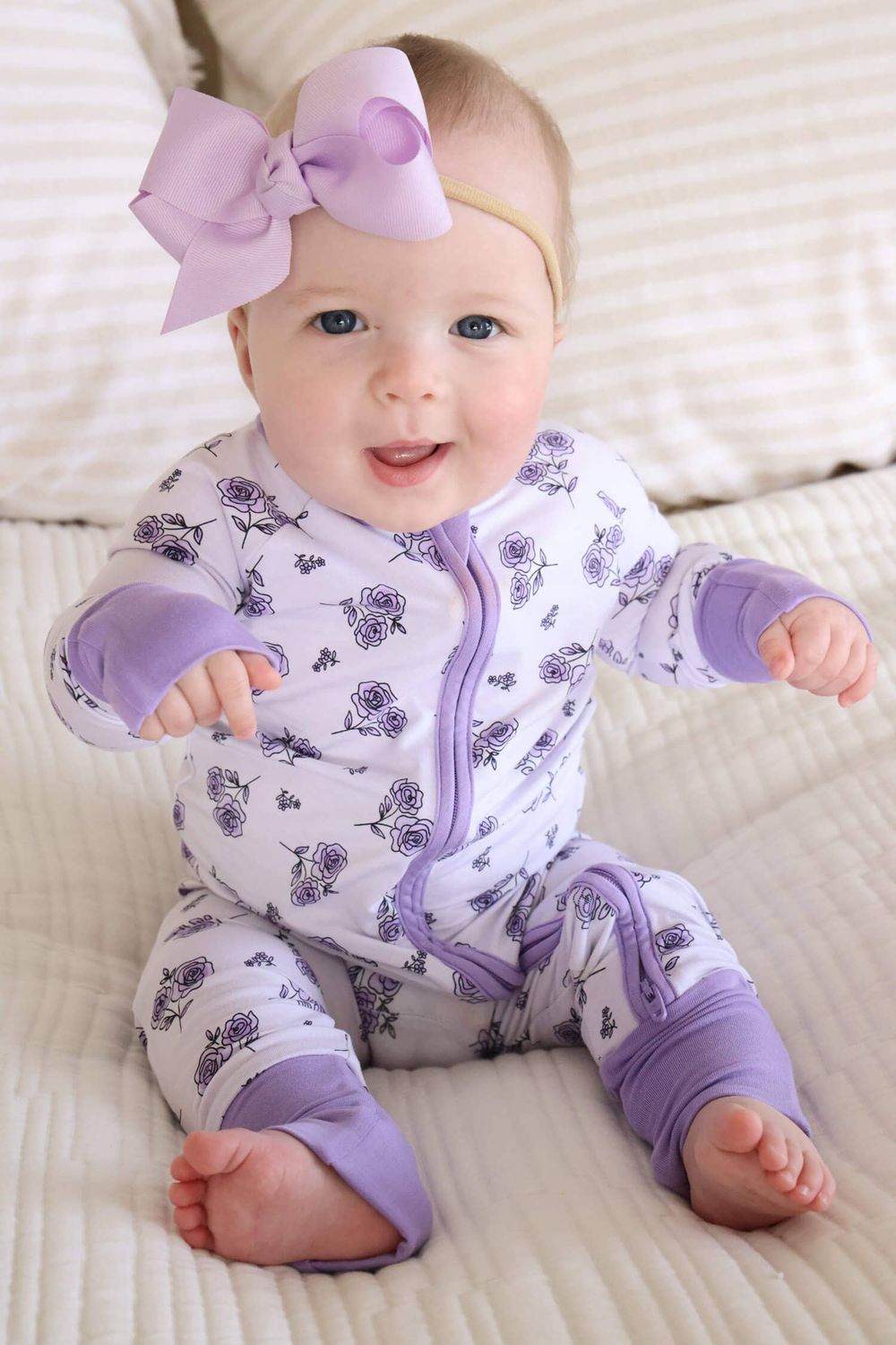 Convertible Zip Romper | Amethyst Garden: 6-12 months