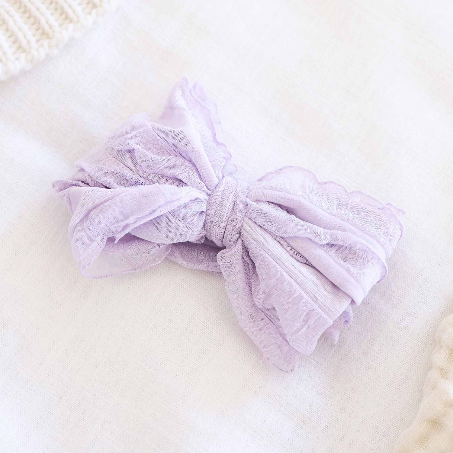 Large Ruffle Knit Bow | Brights: Wisteria