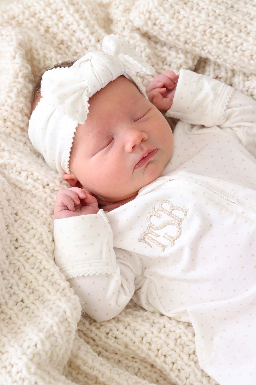 Picot Trim Knit Large Bow Headwrap: Baby Taupe