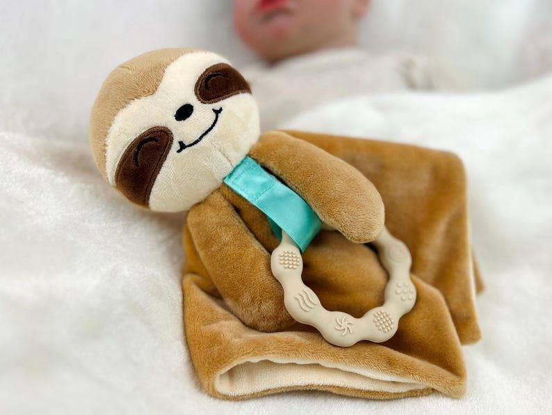Scout Sloth Lovey - Minky Baby Teething Toy Security Blanket