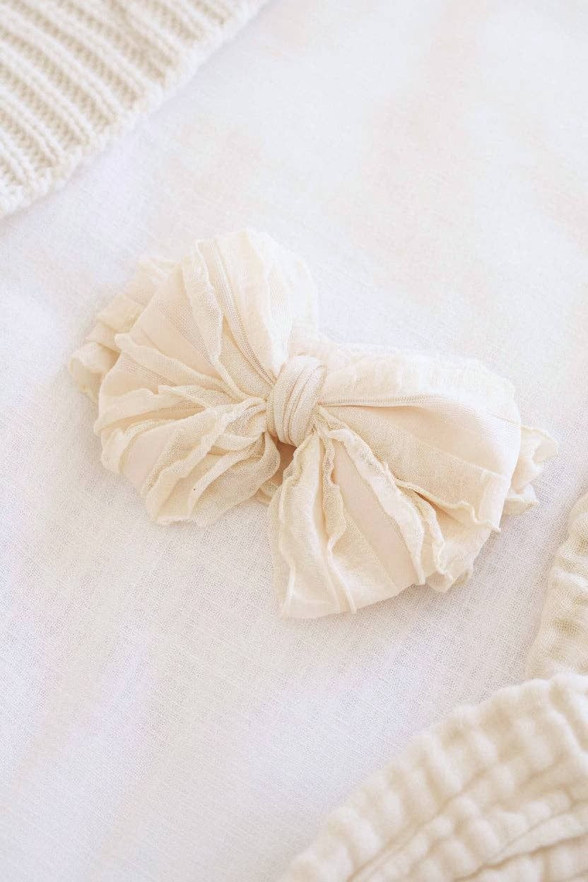 Large Ruffle Knit Bow | Sweet &amp; Simple: Nude