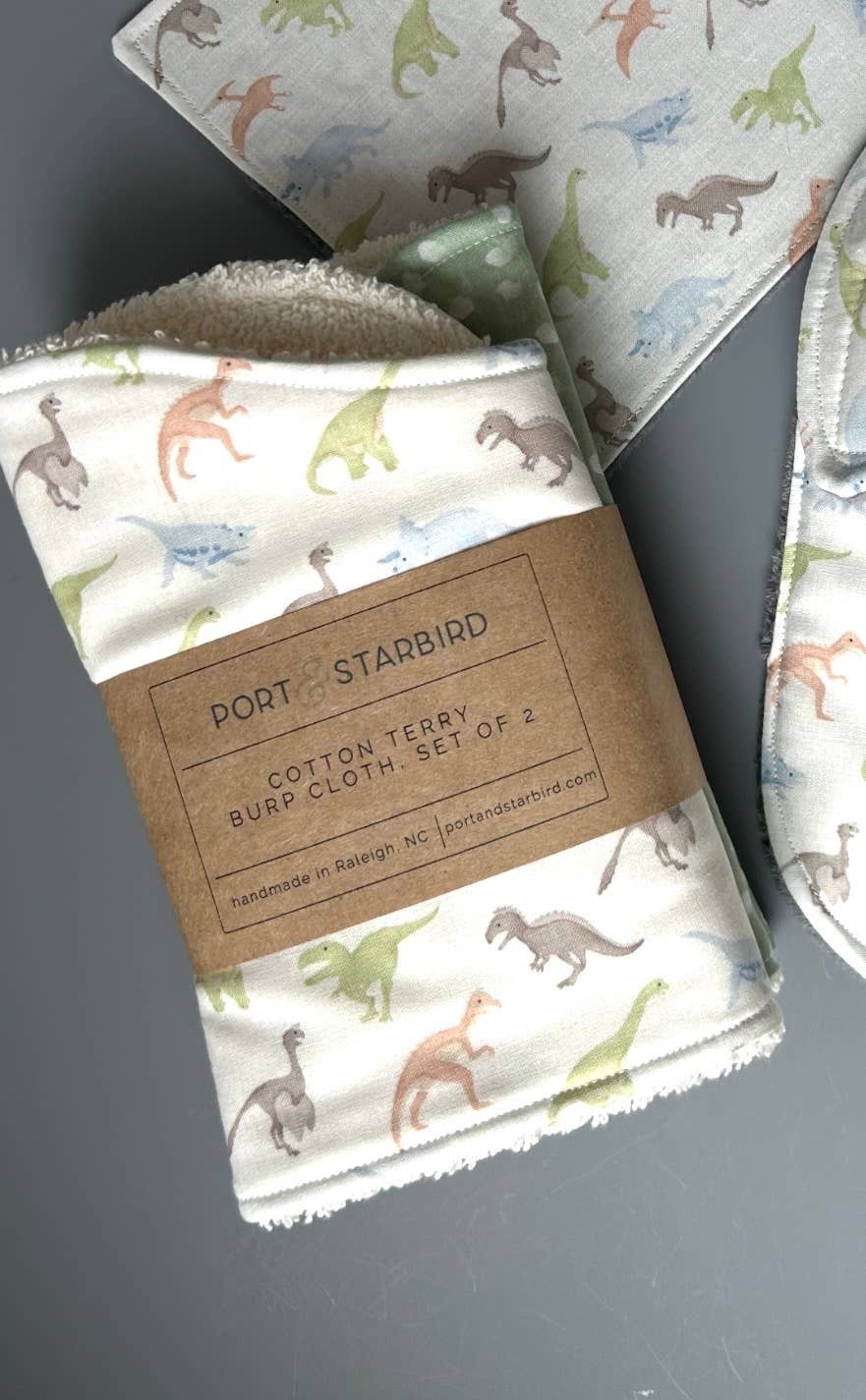 Tiny Dinos Burp Cloth, set of 2