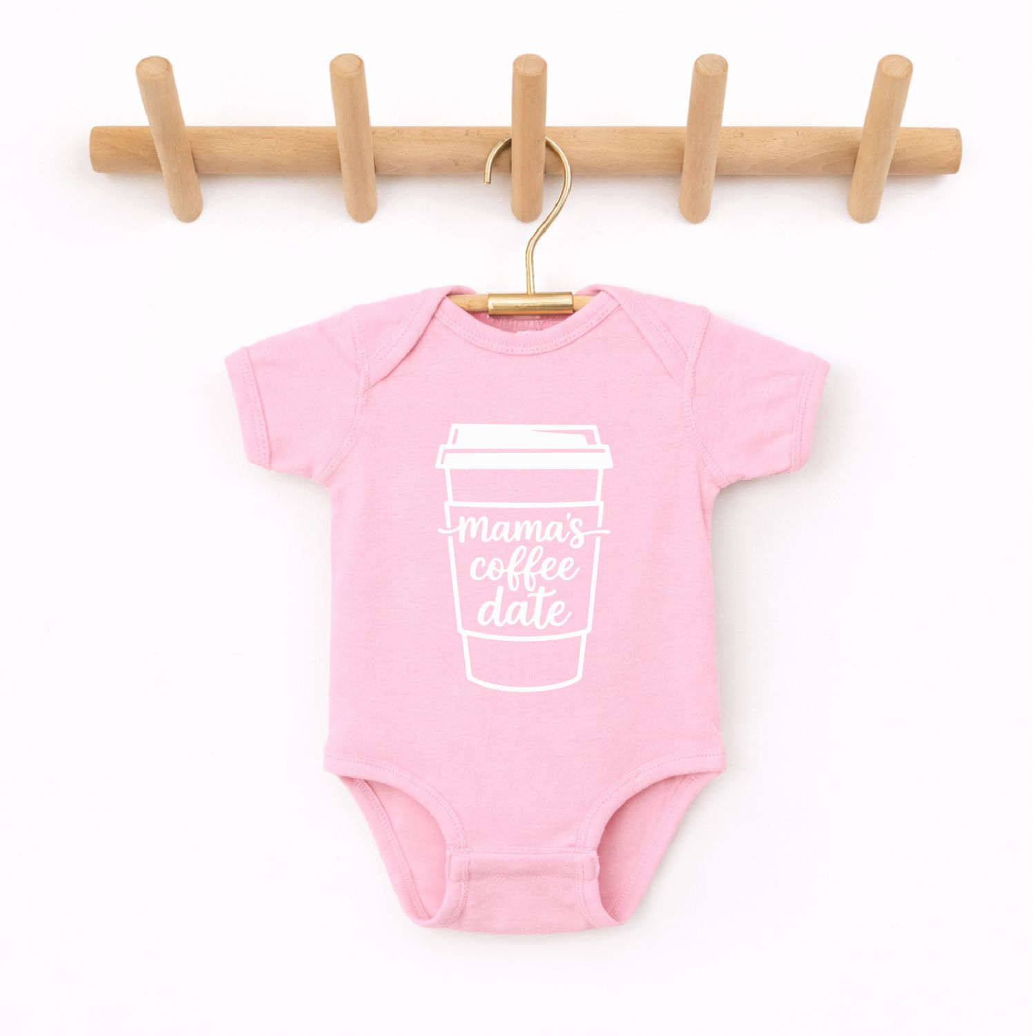 Mama's Coffee Date Baby Onesie, First Mother's Day Gift: Baby Pink / 12m onesie
