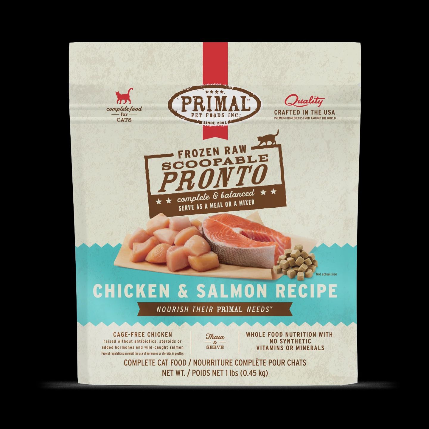 Primal - Frozen Chicken &amp; Salmon RAW Cat Food, Size: 1# Pronto