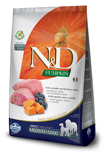 Farmina - N&amp;D PUMPKIN - Lamb, Pumpkin, Blueberry Adult MED &amp; Maxi Dry Dog Food