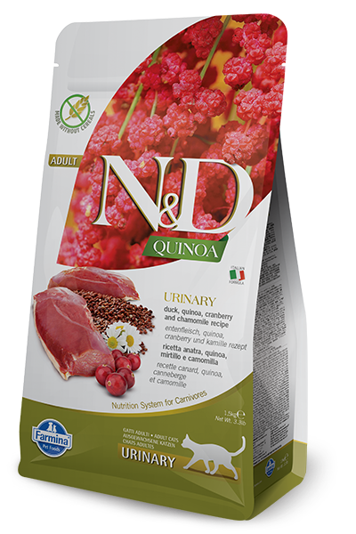 Farmina - N&amp;D QUINOA  Urinary Duck, Quinoa, Cranberry Dry Cat Food, Size: 3.3 #