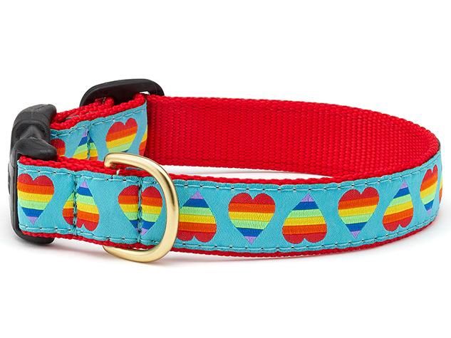 Up Country - Rainbow Hearts Dog Collar Narrow, Size: XS/Narrow