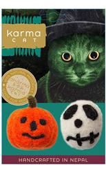 Karma Cat- Skull &amp; Jack O Lantern Wool Cat Toy