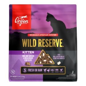 Orijen - Wild Reserve Free-Run Chicken &amp; Wild-Caught Fish Recipe Kitten Dry Cat Food, Size: 3.5 #