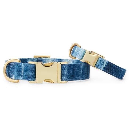 The Foggy Dog - Indigo Mud Blue Dog Collar, Size: Small, color: Indigo Mud Cloth Collar