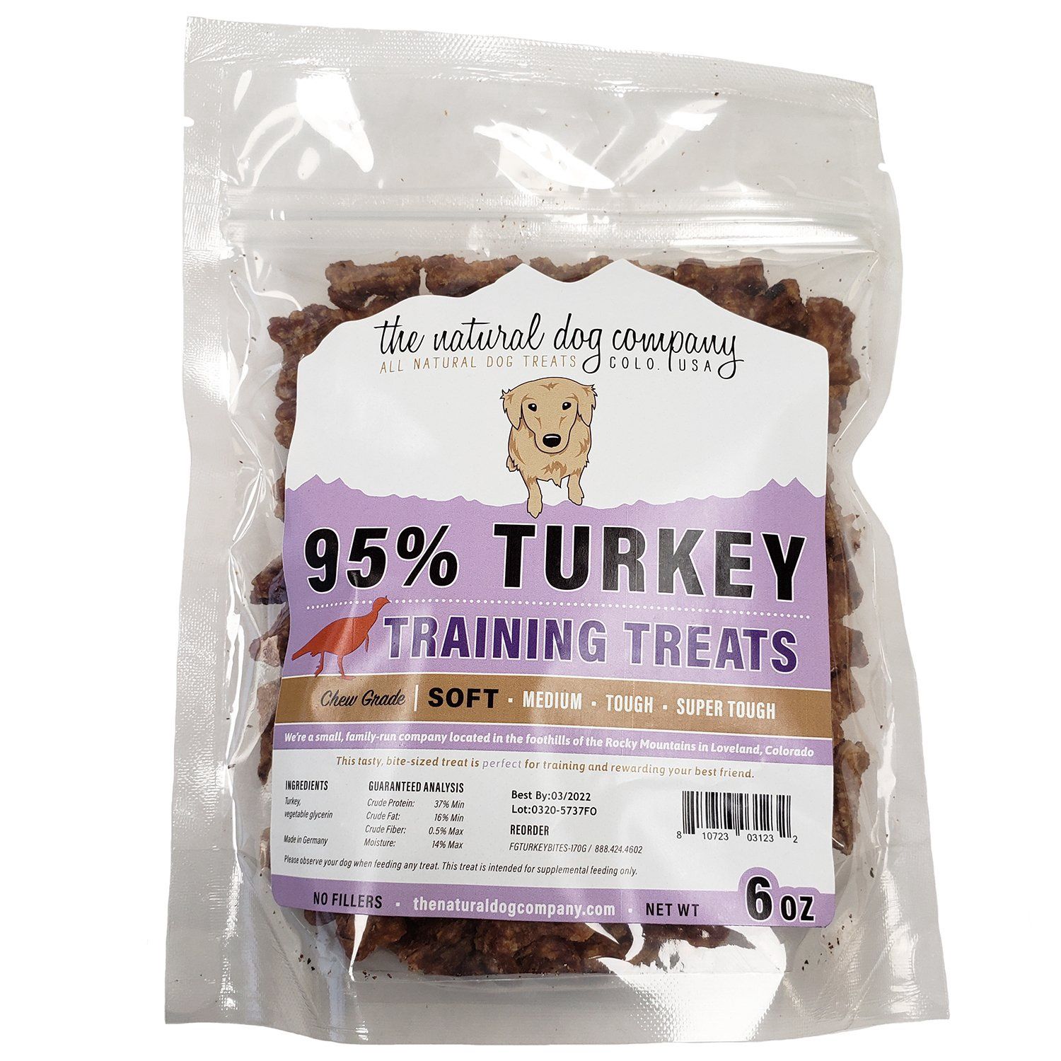 The Natural Dog Company - Turkey training bites, Size: 6 oz