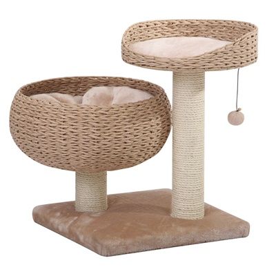Petpals - Cozy Cat Tree with Perch, Bowl, Cushion, and Sisal Scratching Posts
