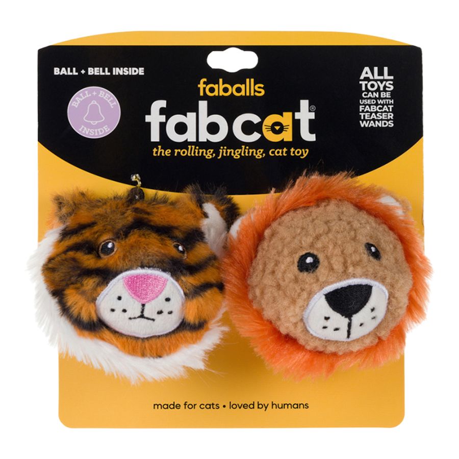 FabCat - Lion &amp; Tiger Faball 2Pk Cat Toy
