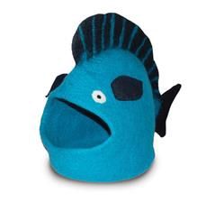 Karma Cat- Felt Cat Cave -Fish Turquoise