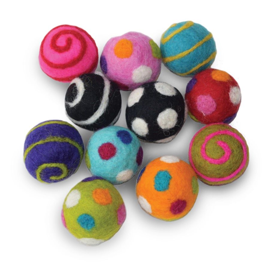 1.5" Ball Wool Cat Toys, Pack of 2 Assorted Toys