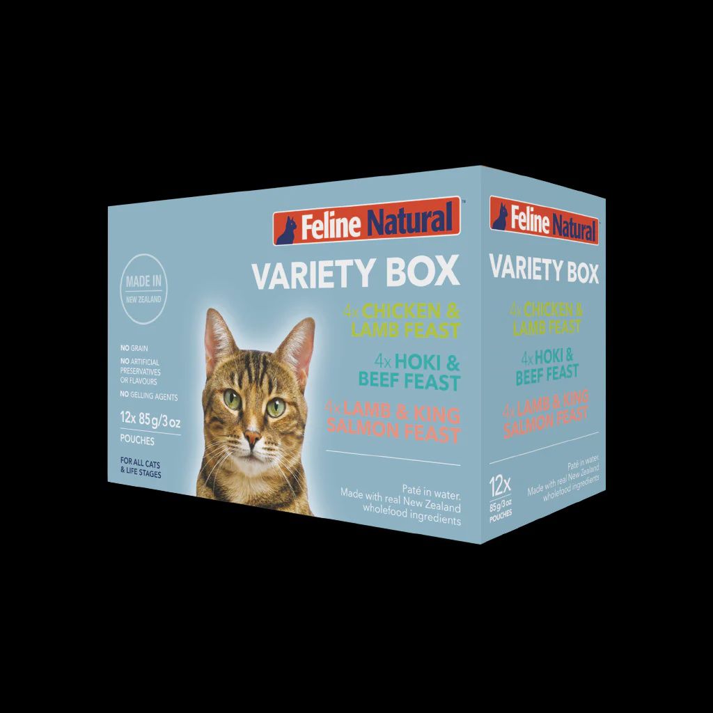 Feline Natural - 12 c Variety Box Pouches Wet Cat Food 3 oz.